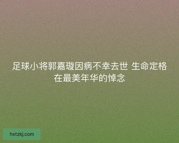 足球小将郭嘉璇因病不幸去世 生命定格在最美年华的悼念