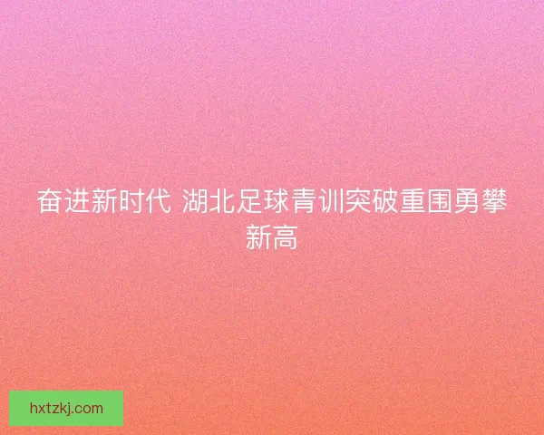 奋进新时代 湖北足球青训突破重围勇攀新高